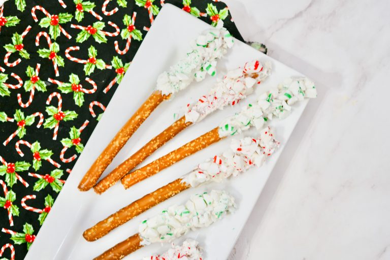 White Chocolate Peppermint Pretzel Rods