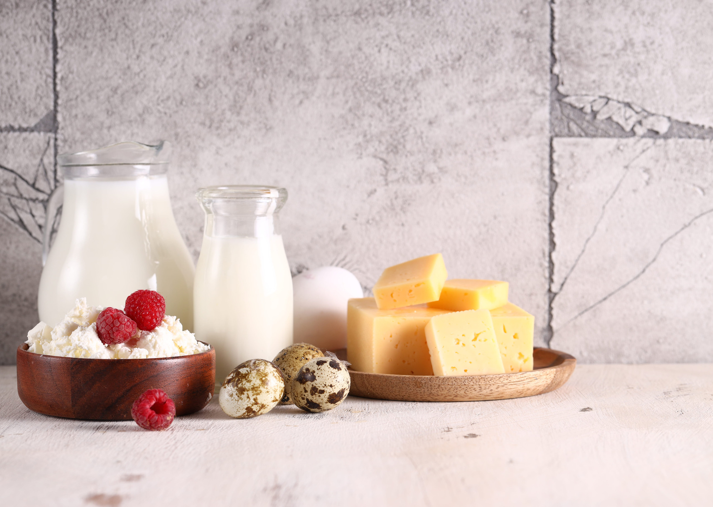 dairy products rustic style on the table