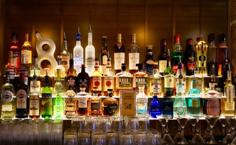 Shelf full of drinks