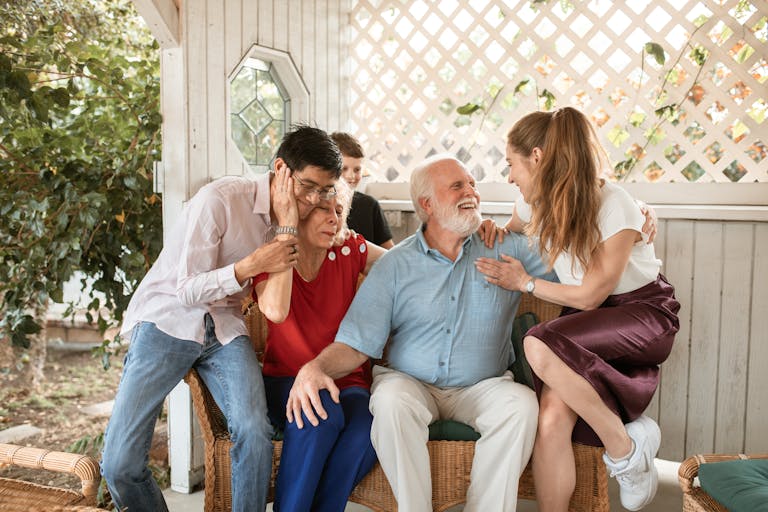 Cheerful family spending quality time together outdoors, showcasing love and connection.