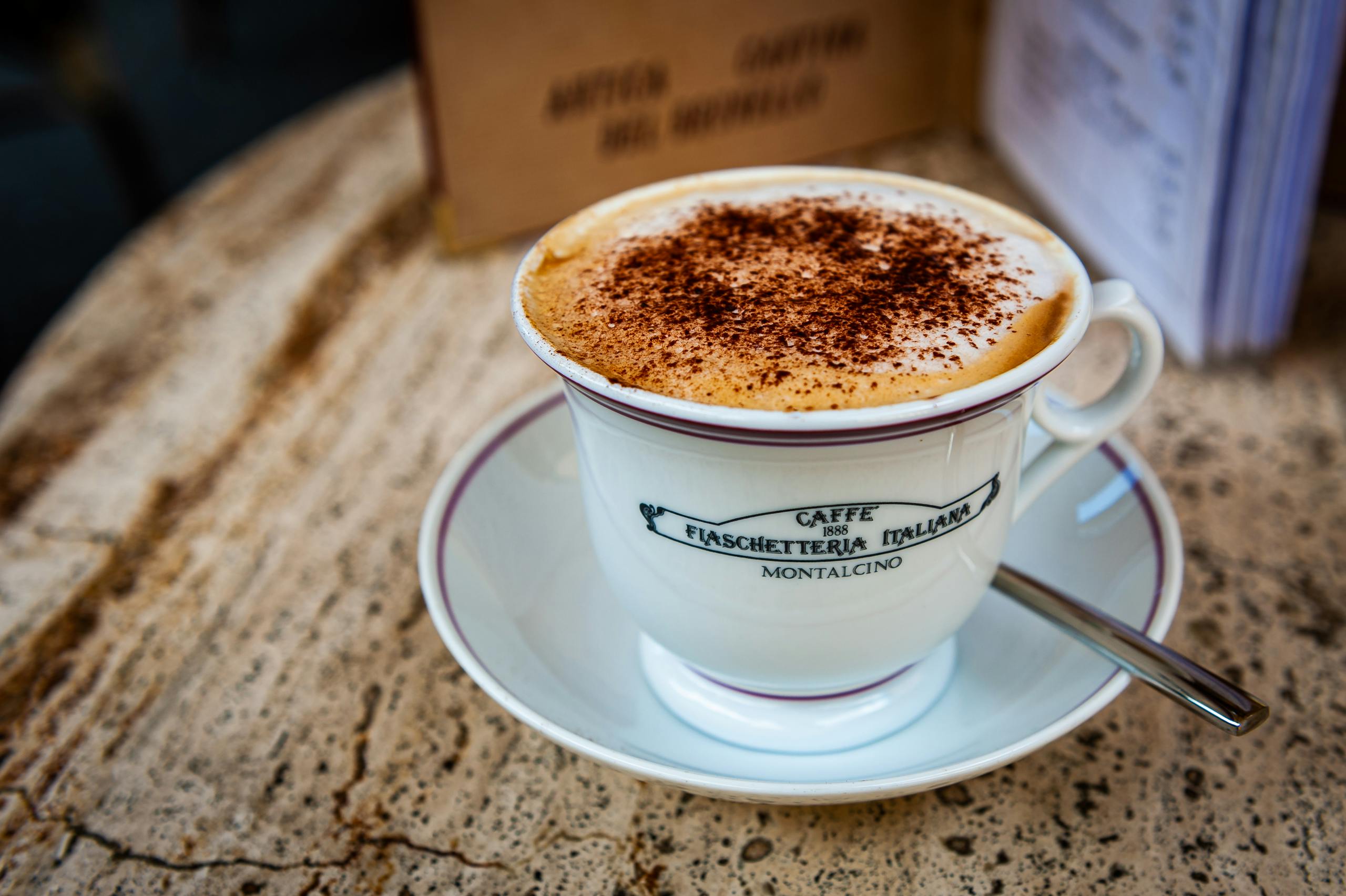Delicious cappuccino served in an Italian cafe, capturing the essence of Italian coffee culture.