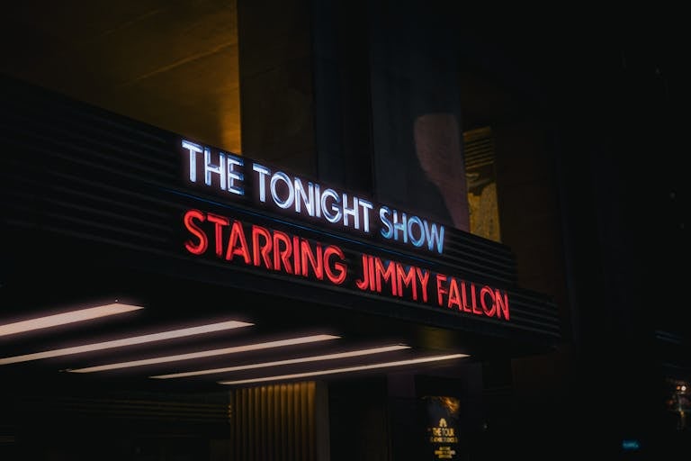 Illuminated marquee for The Tonight Show Starring Jimmy Fallon in NYC.