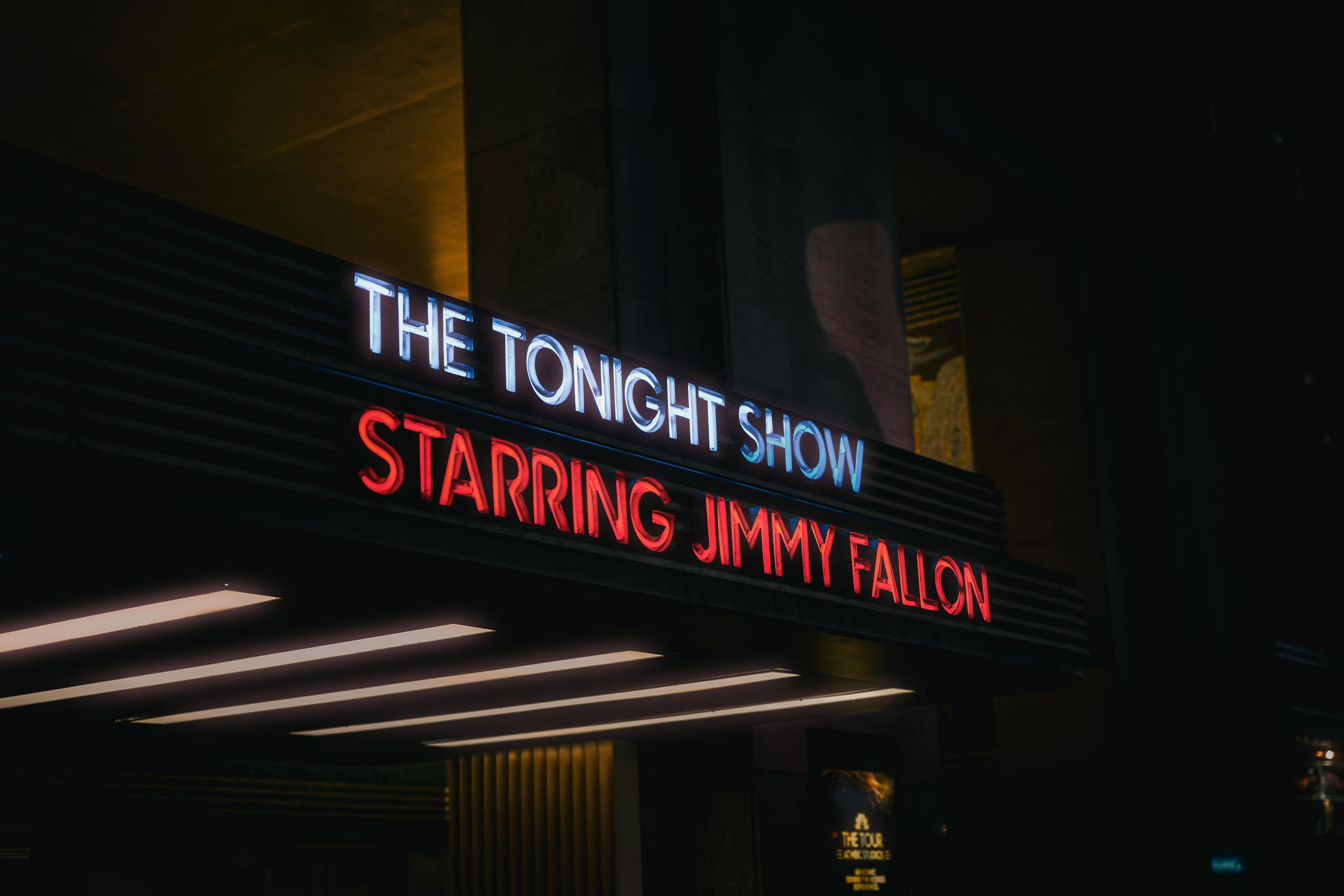 Illuminated marquee for The Tonight Show Starring Jimmy Fallon in NYC.