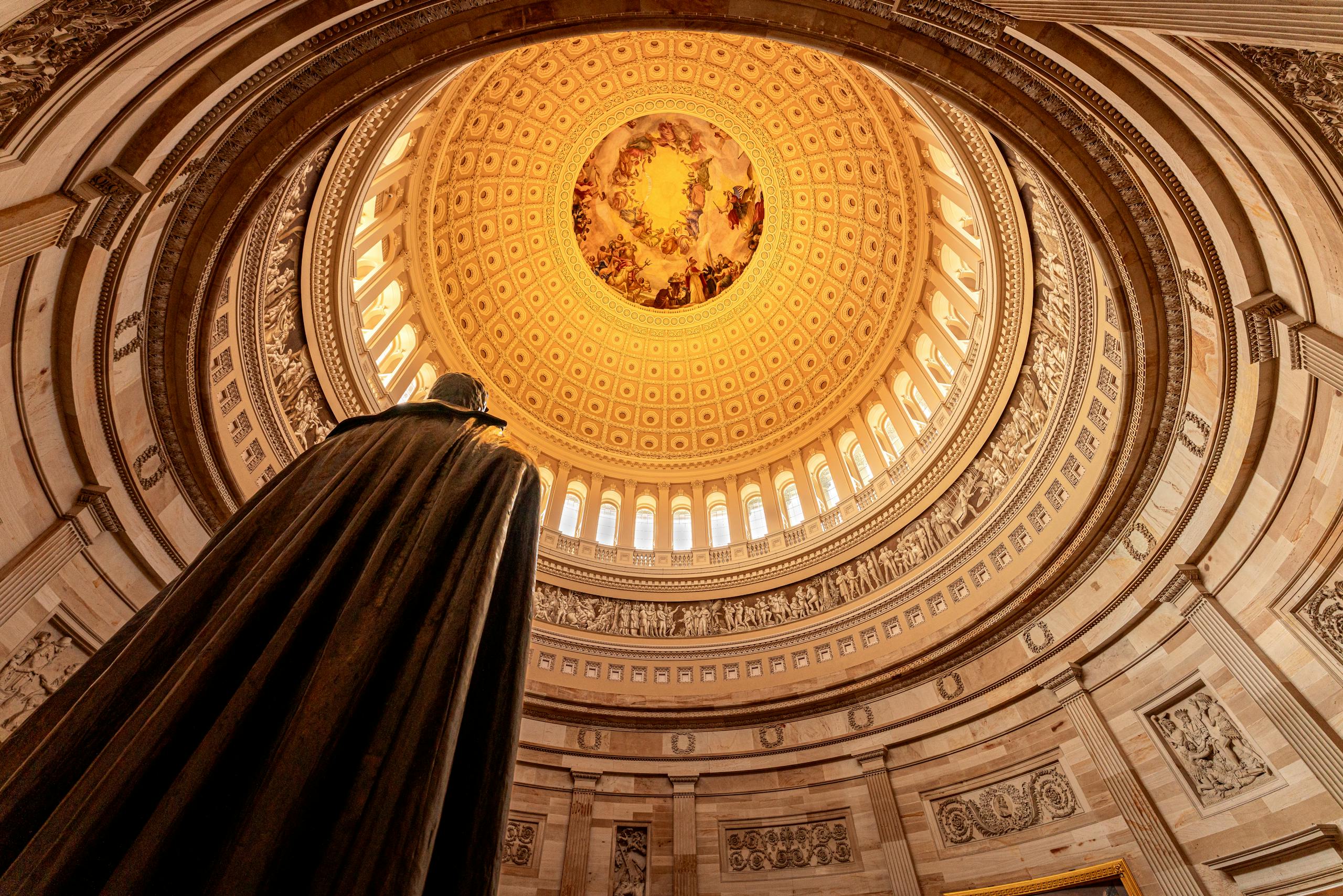 Impressive architectural grandeur beneath the dome of the United States Capitol Rotunda.