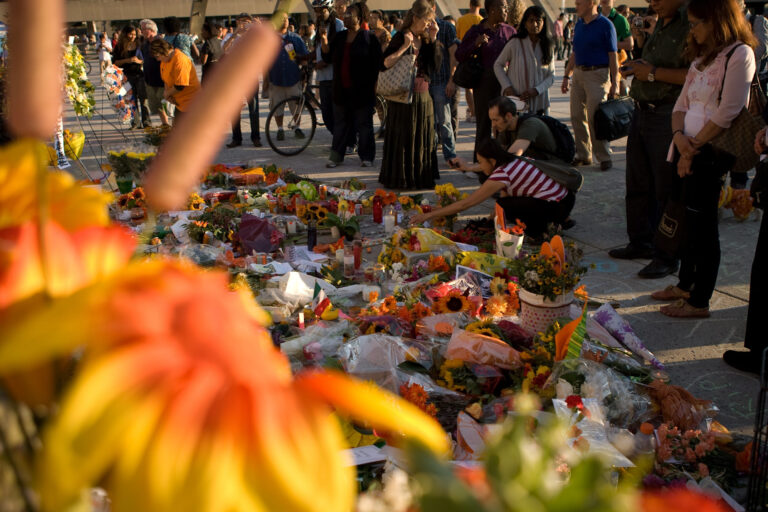 Toronto, Ontario, Canada. August 26, 2011. Following his death on August 22, 2011, Canadians across the country spoke out expressing their feelings for the NDP leader who had taken his party to the largest electoral win earlier in the year. In Toronto, th