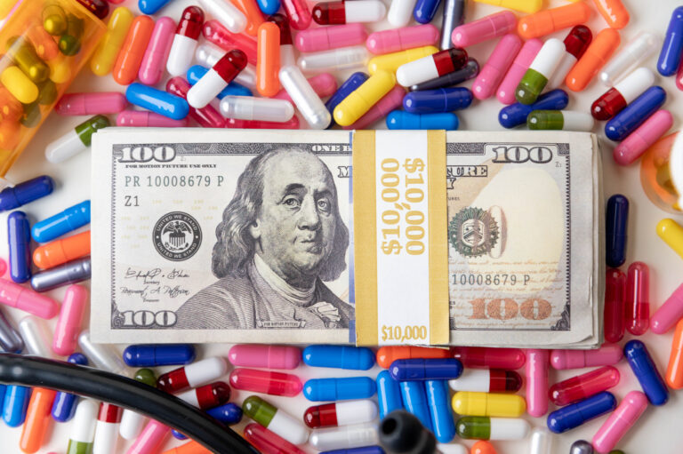 high medical bill image with pills