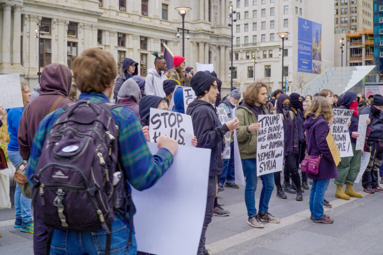 Demonstration and Protest March in Philadelphia - PHILADELPHIA - PENNSYLVANIA - APRIL 6, 2017