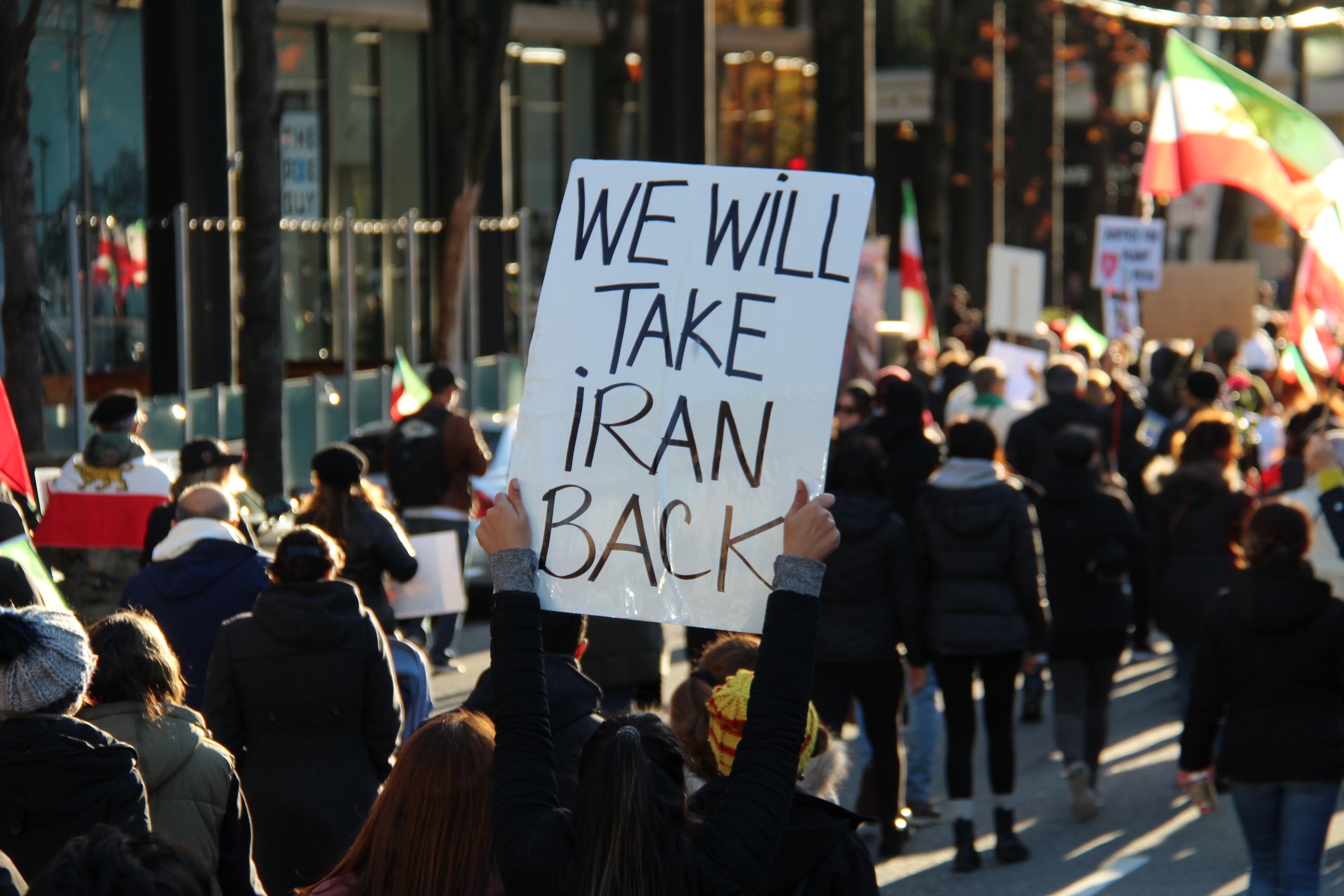 A large group peacefully protests for justice in Vancouver, BC, Canada.