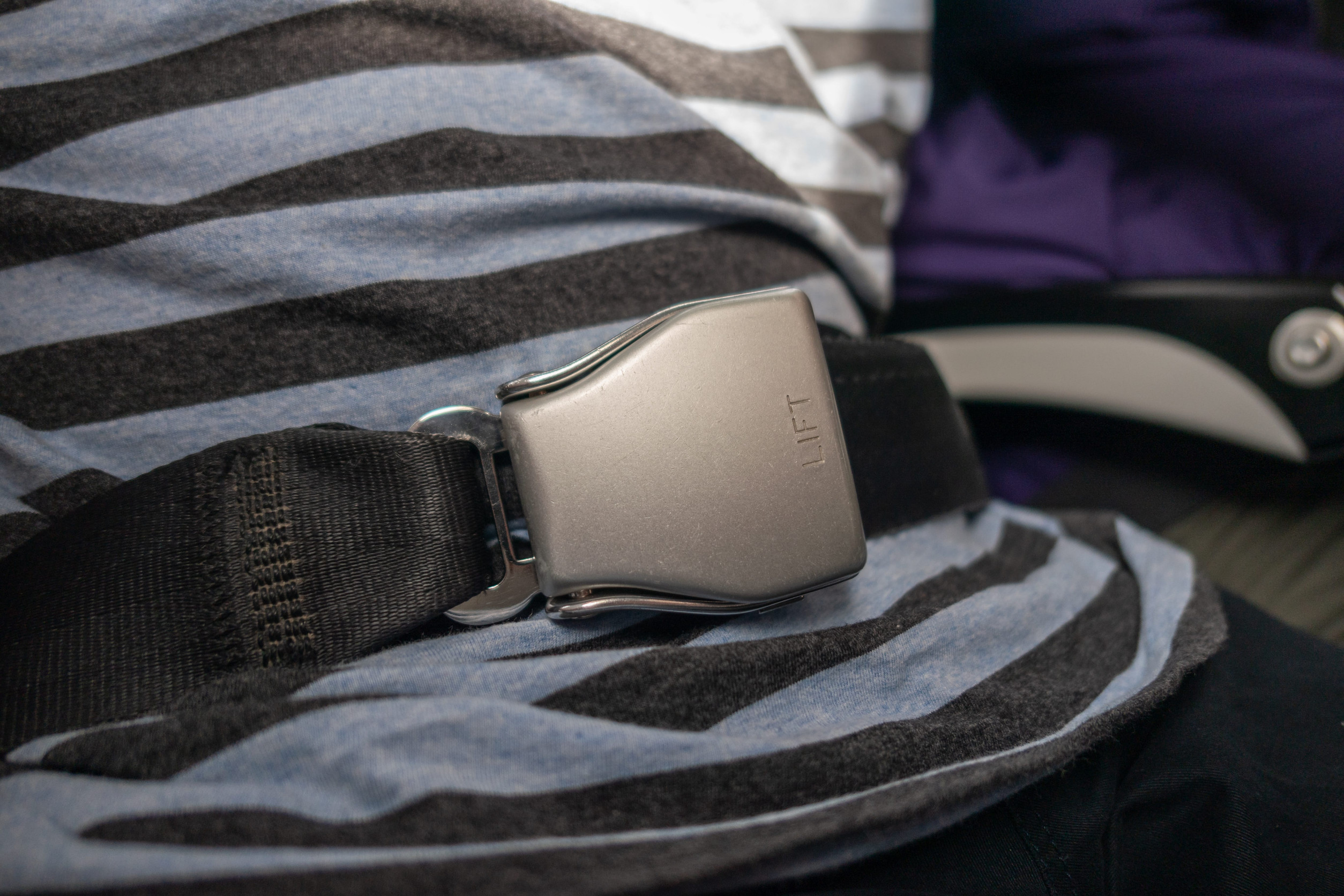 Passenger fastening seat belt for safety on the airplane