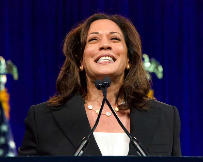 San Francisco, CA - August 23, 2019: Presidential candidate Kamala Harris speaking at the Democratic National Convention summer session in San Francisco, California.