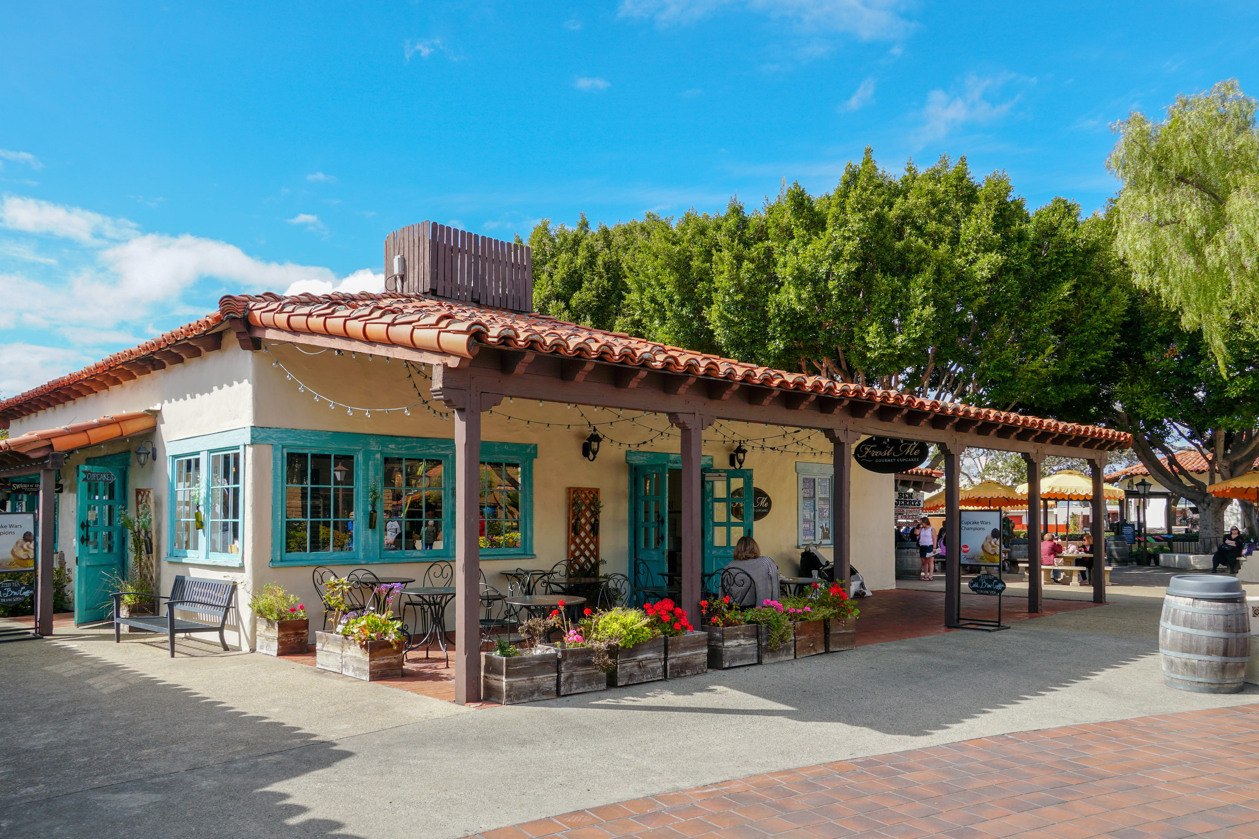 Seaport Village, waterfront shopping and dining complex adjacent to San Diego Bay in downtown San Diego, famous travel tourist attraction.