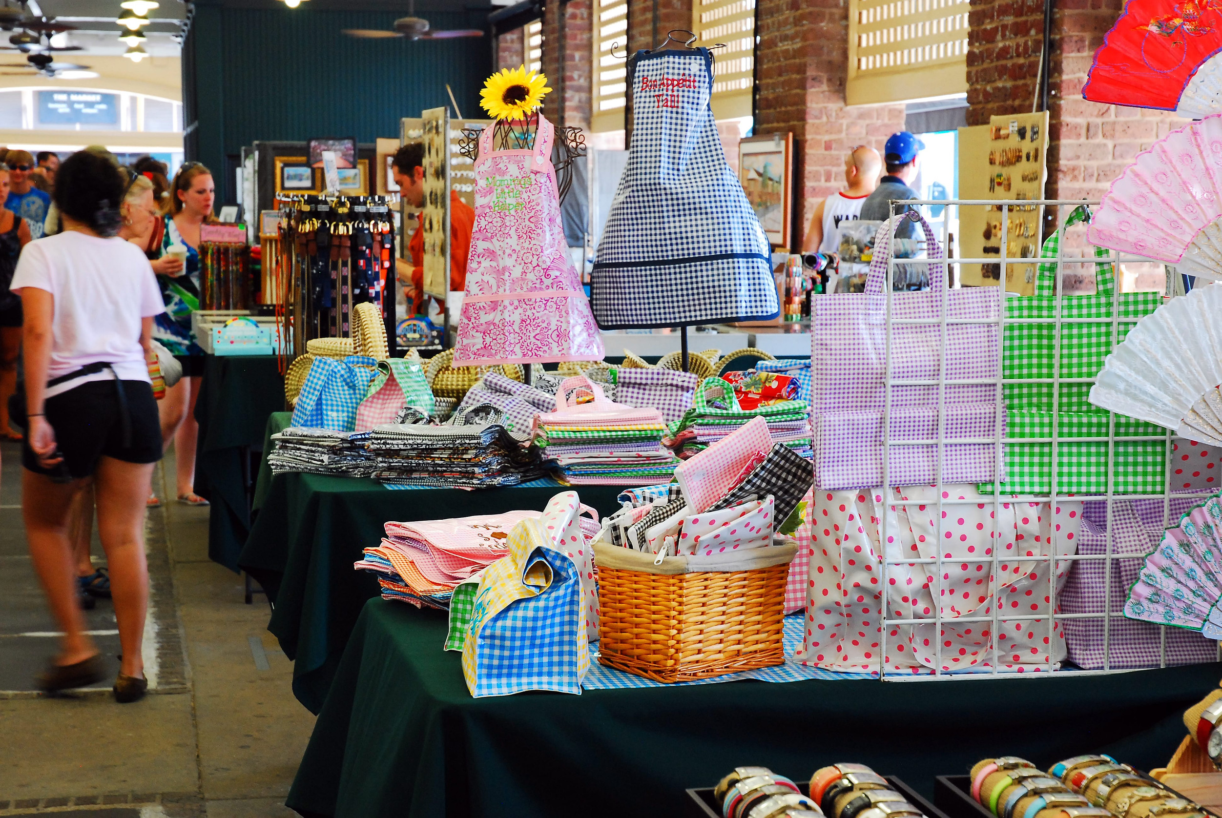 Locally made crafts and souvenirs are for sale at the City Market in Charleston, South Carolina
