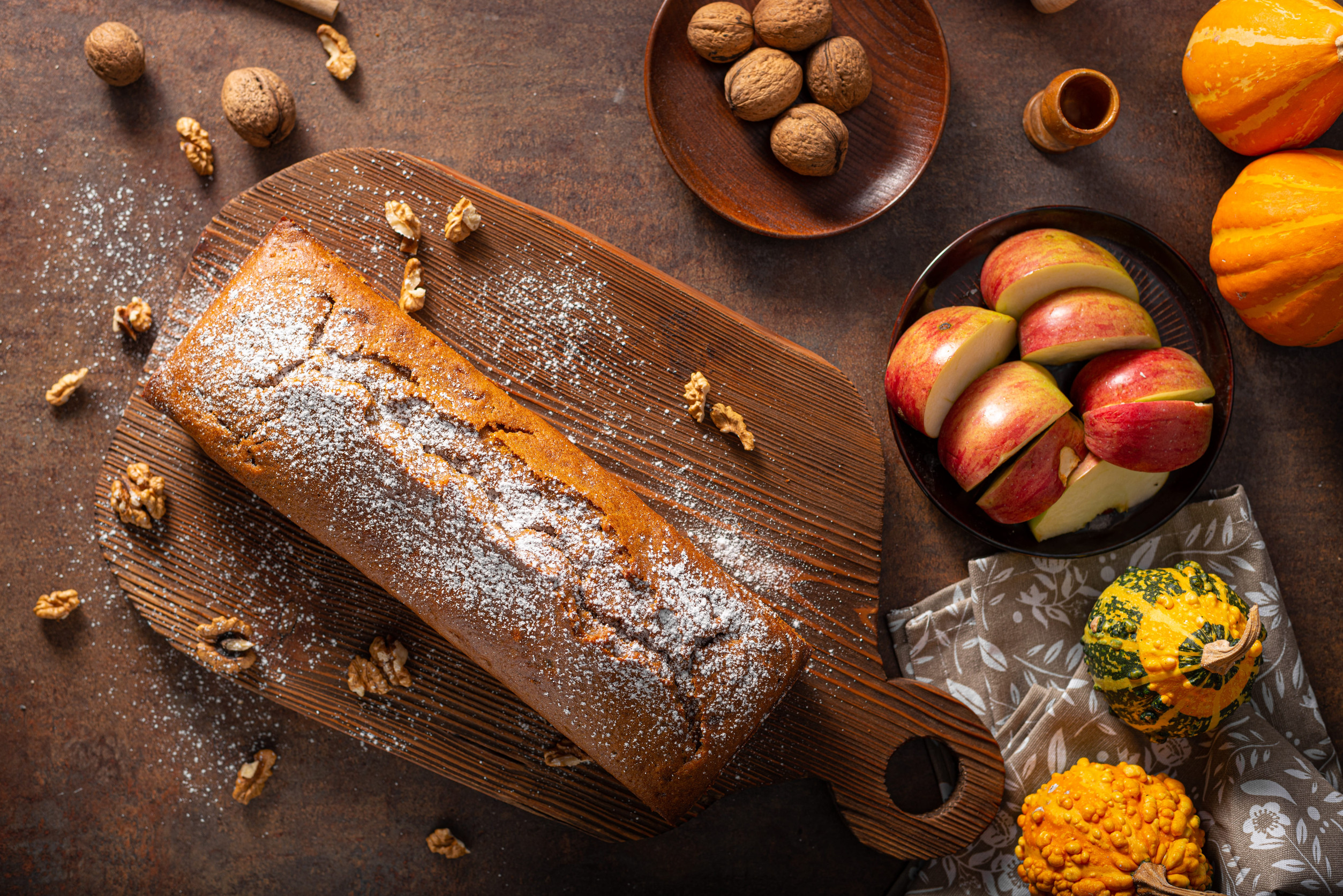 Delicious and healthy bread from pumpkins with nuts