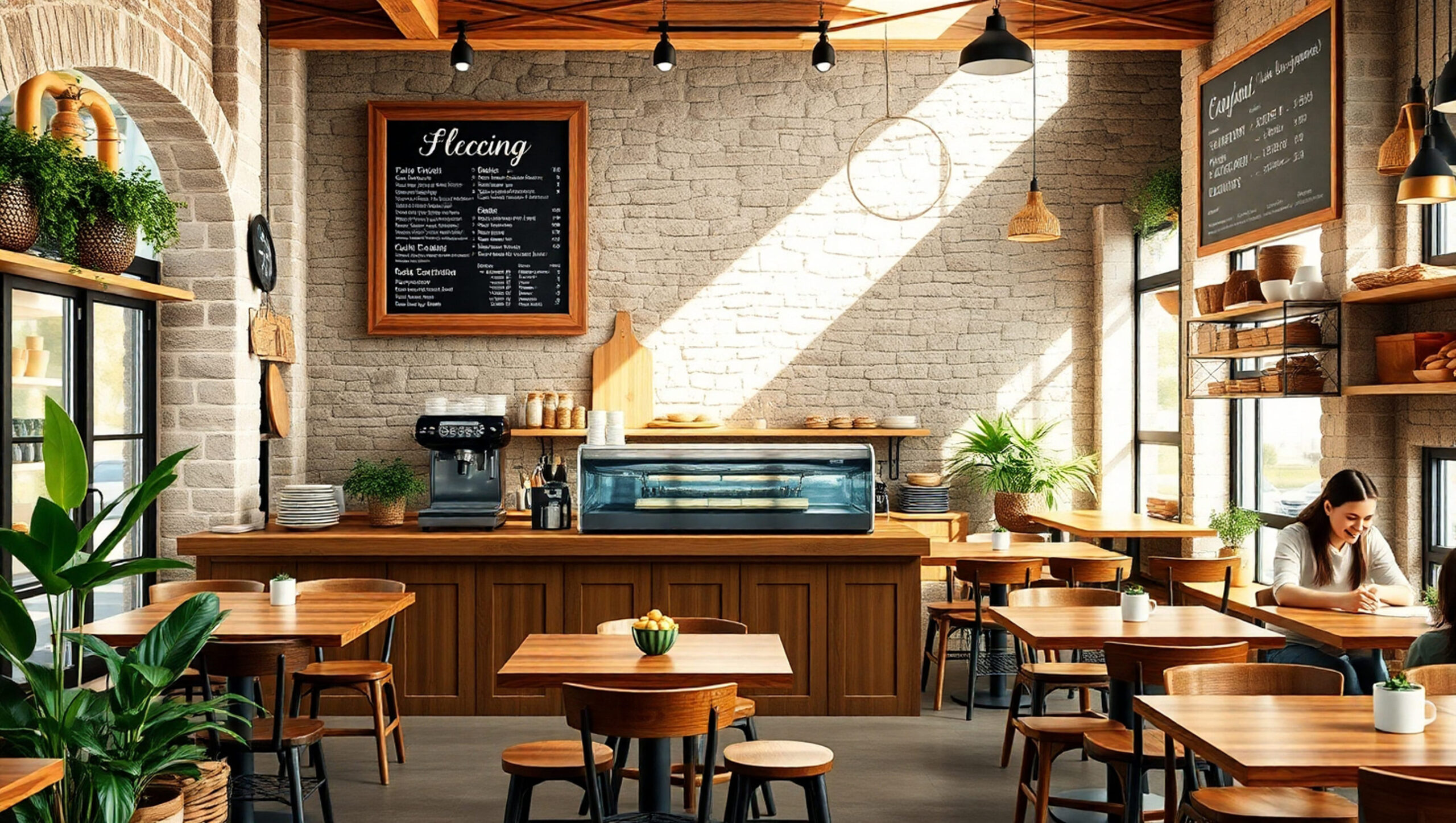 3d rendering of a vintage pub or restaurant interior with barista