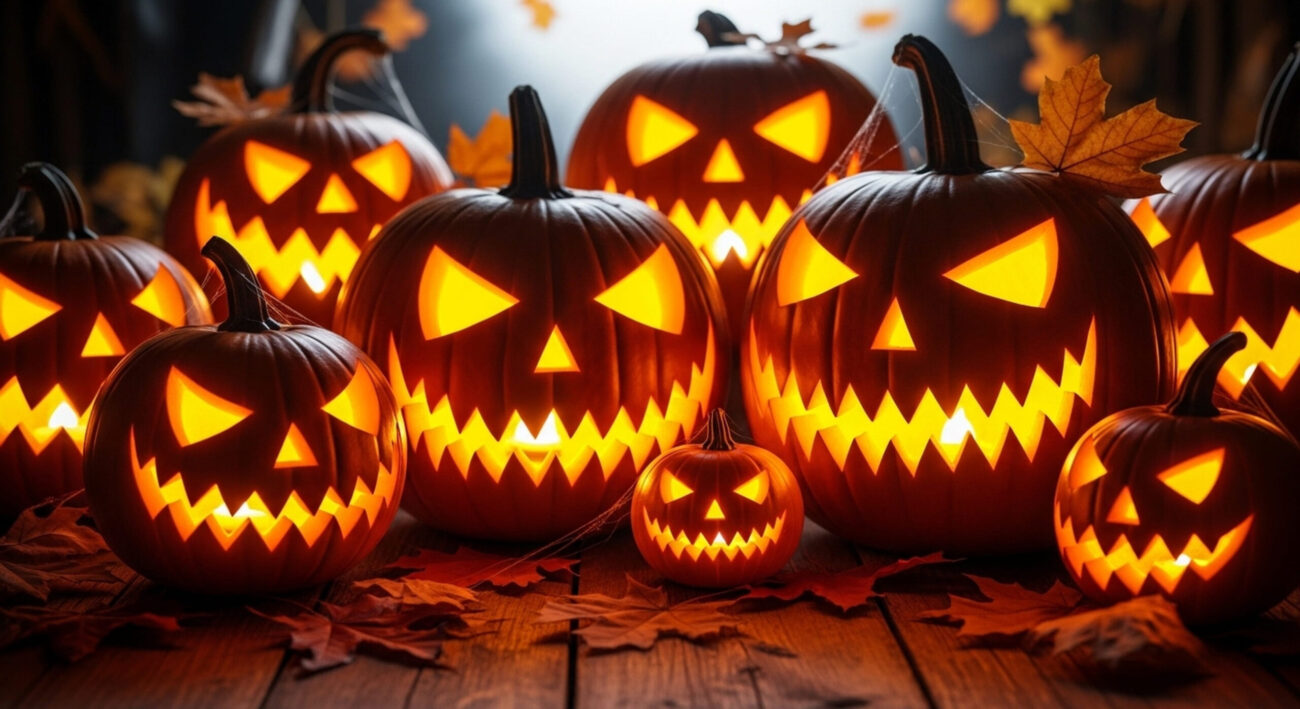 Halloween Night Scenery Collection with lanterns. Image Credit: sharuzzaman/ 123RF