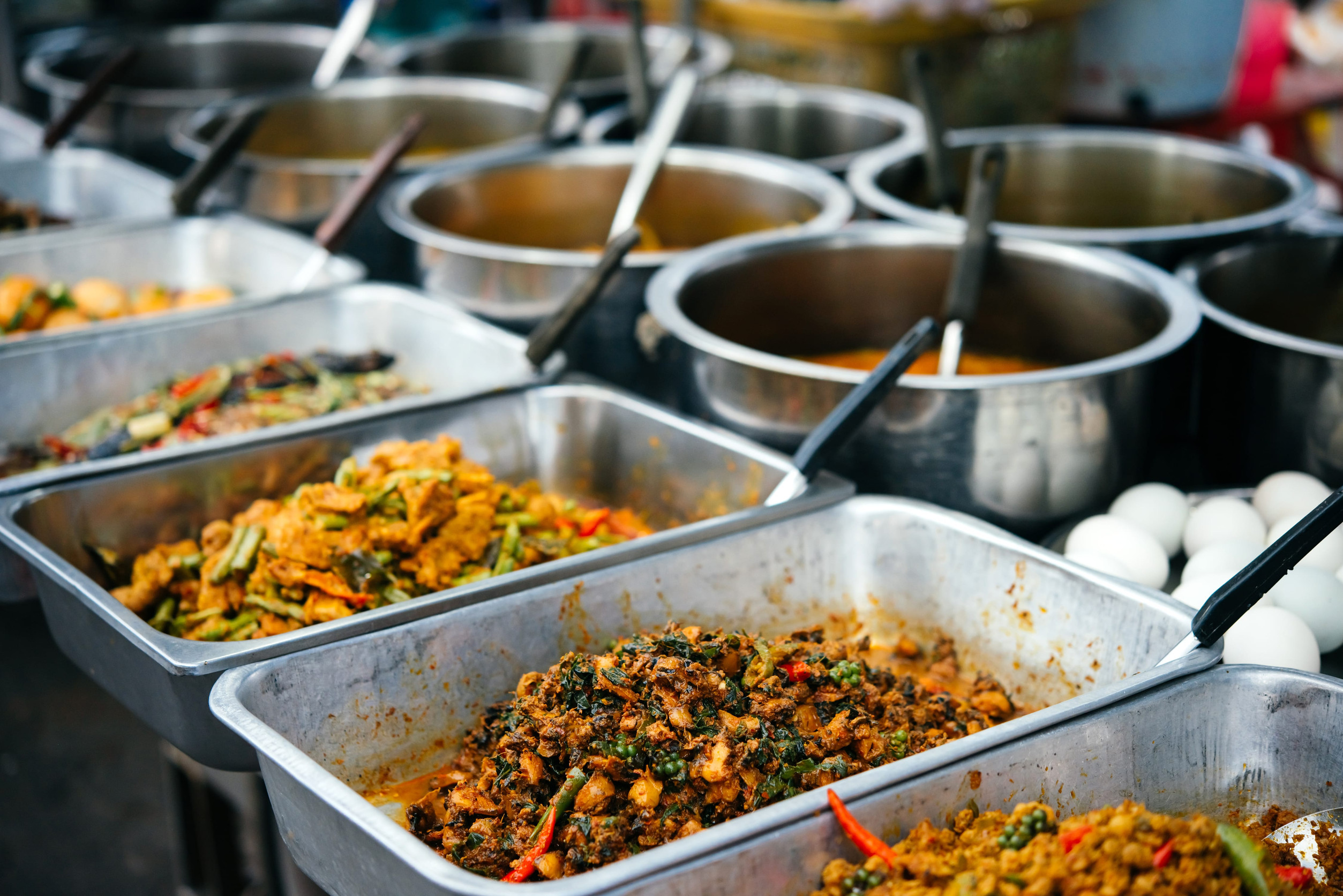 Different thai street food on sale at one of the markets at Koh Samui, Thailand