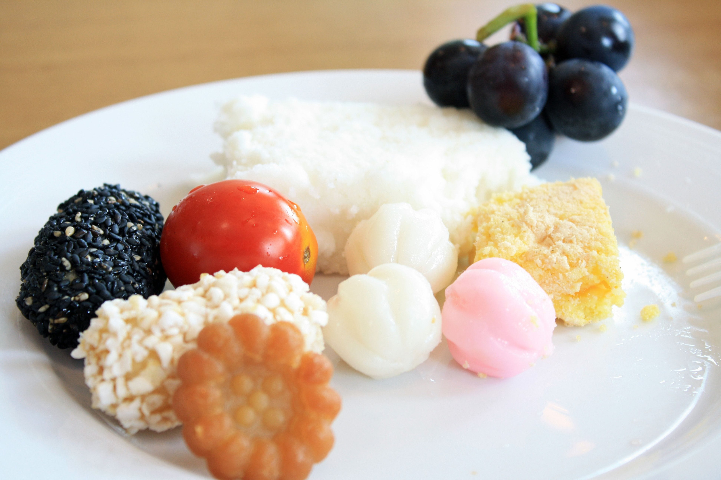 various Korean cakes and cookies at tea