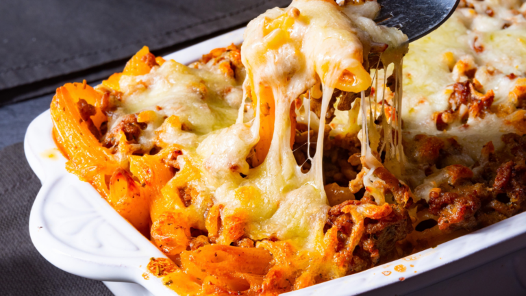 Tasty noodle , minced meat casserole with cheese. Image Credit: dar1930/123RF