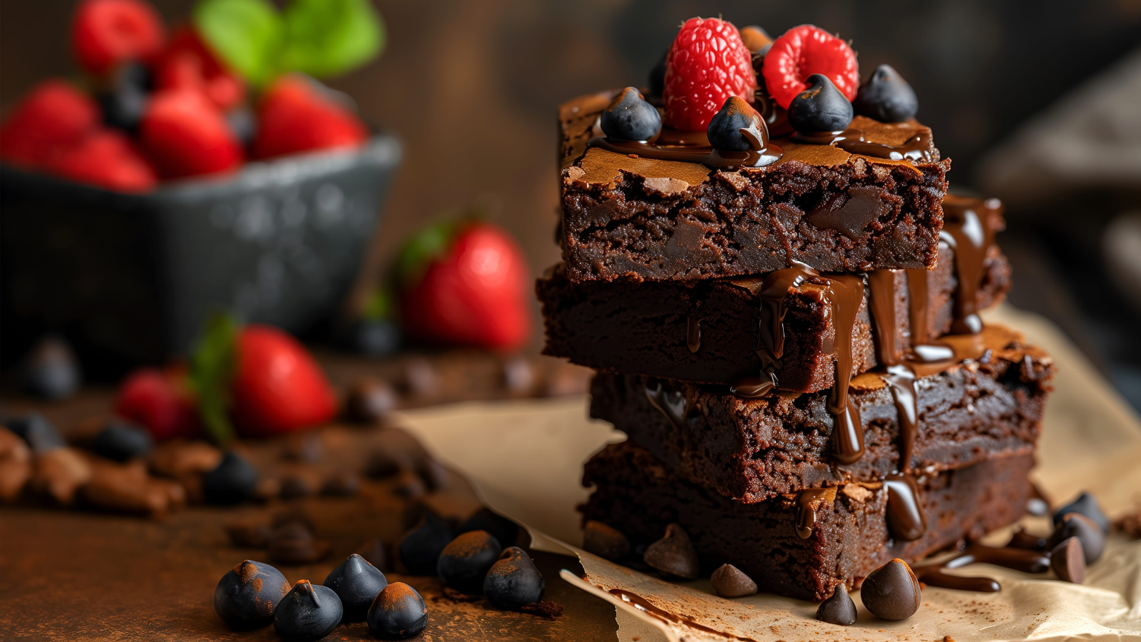 Indulge in the rich, fudgy layers of chocolate brownies topped with fresh raspberries and chocolate chips, perfect for satisfying your sweet tooth. A delightful treat for any occasion, these brownies promise to be a crowd favorite at your next gathering. Image Credit: sandrachia/ 123RF