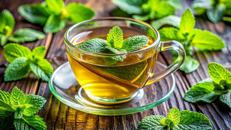 Refreshing Close-Up of Mint Tea with Fresh Mint Leaves. Image Credit: onlinenews360b/ 123RF